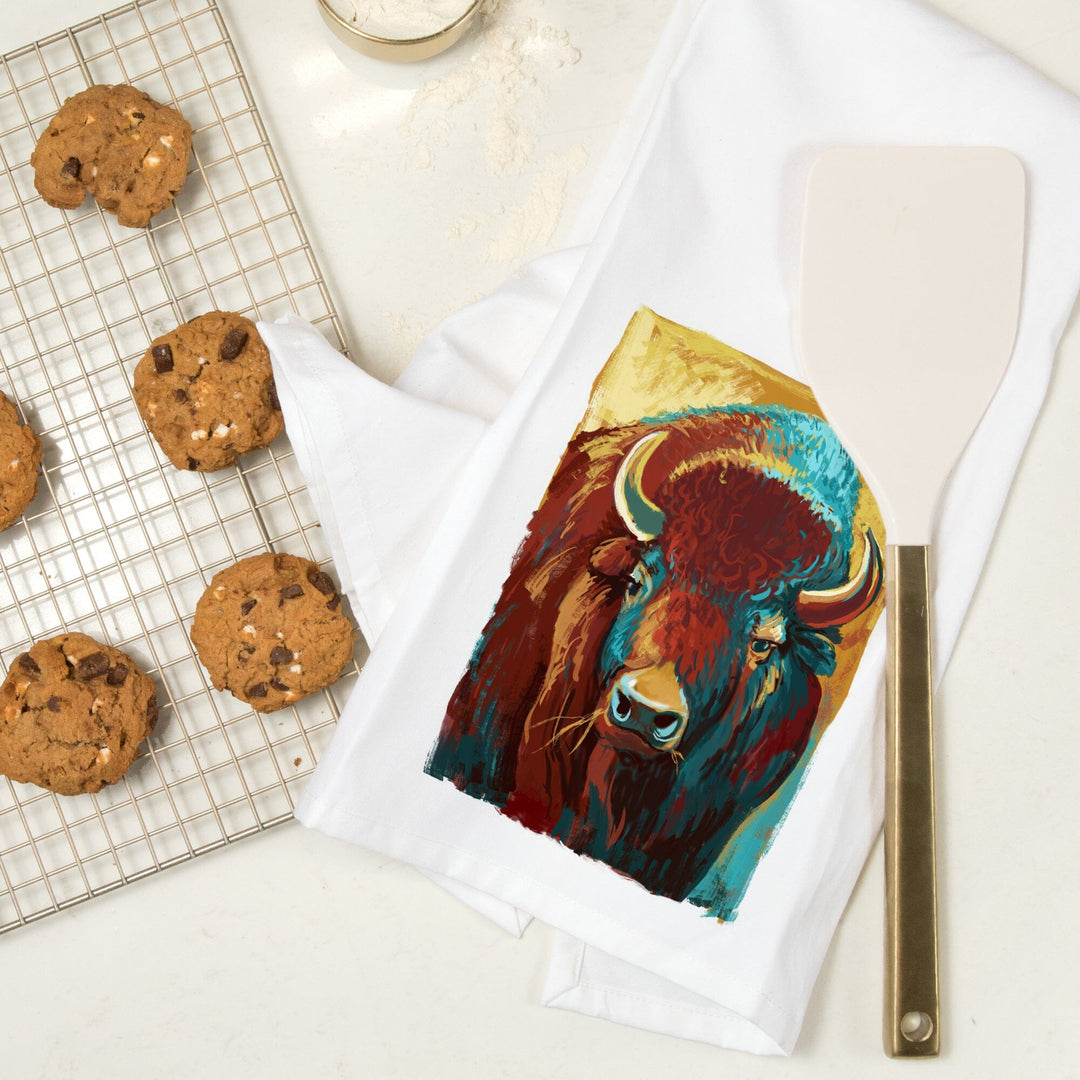Bison, Vivid, Organic Cotton Kitchen Tea Towels Kitchen Lantern Press 