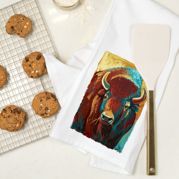 Bison, Vivid, Organic Cotton Kitchen Tea Towels Kitchen Lantern Press 