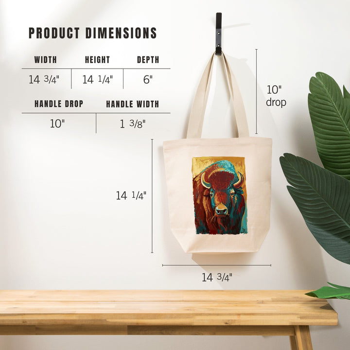 Bison, Vivid, Tote Bag Totes Lantern Press 