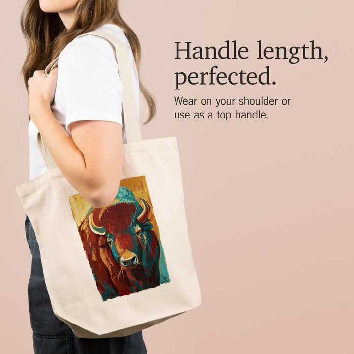 Bison, Vivid, Tote Bag Totes Lantern Press 