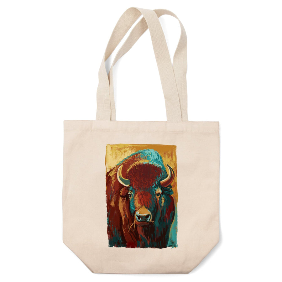 Bison, Vivid, Tote Bag Totes Lantern Press 