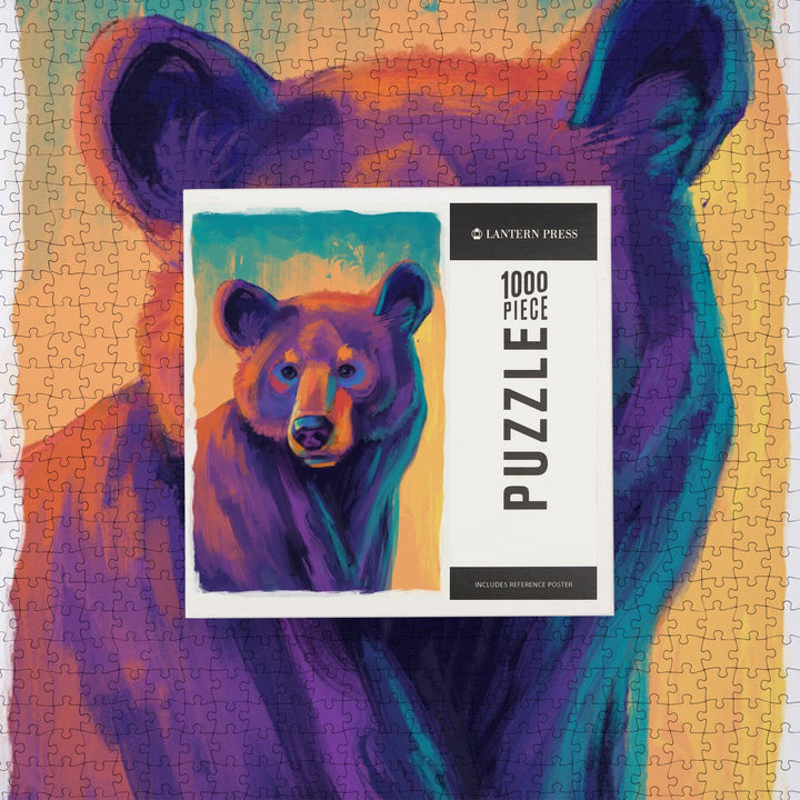 Black Bear, Vivid, Jigsaw Puzzle Puzzle Lantern Press 