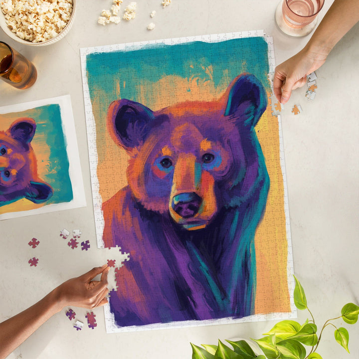 Black Bear, Vivid, Jigsaw Puzzle Puzzle Lantern Press 
