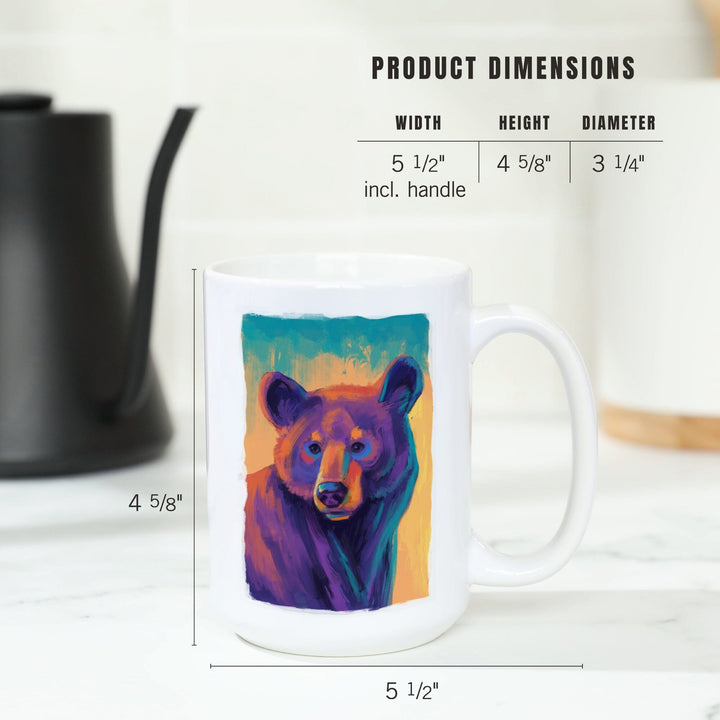Black Bear, Vivid, Lantern Press Artwork, Ceramic Mug Mugs Lantern Press 