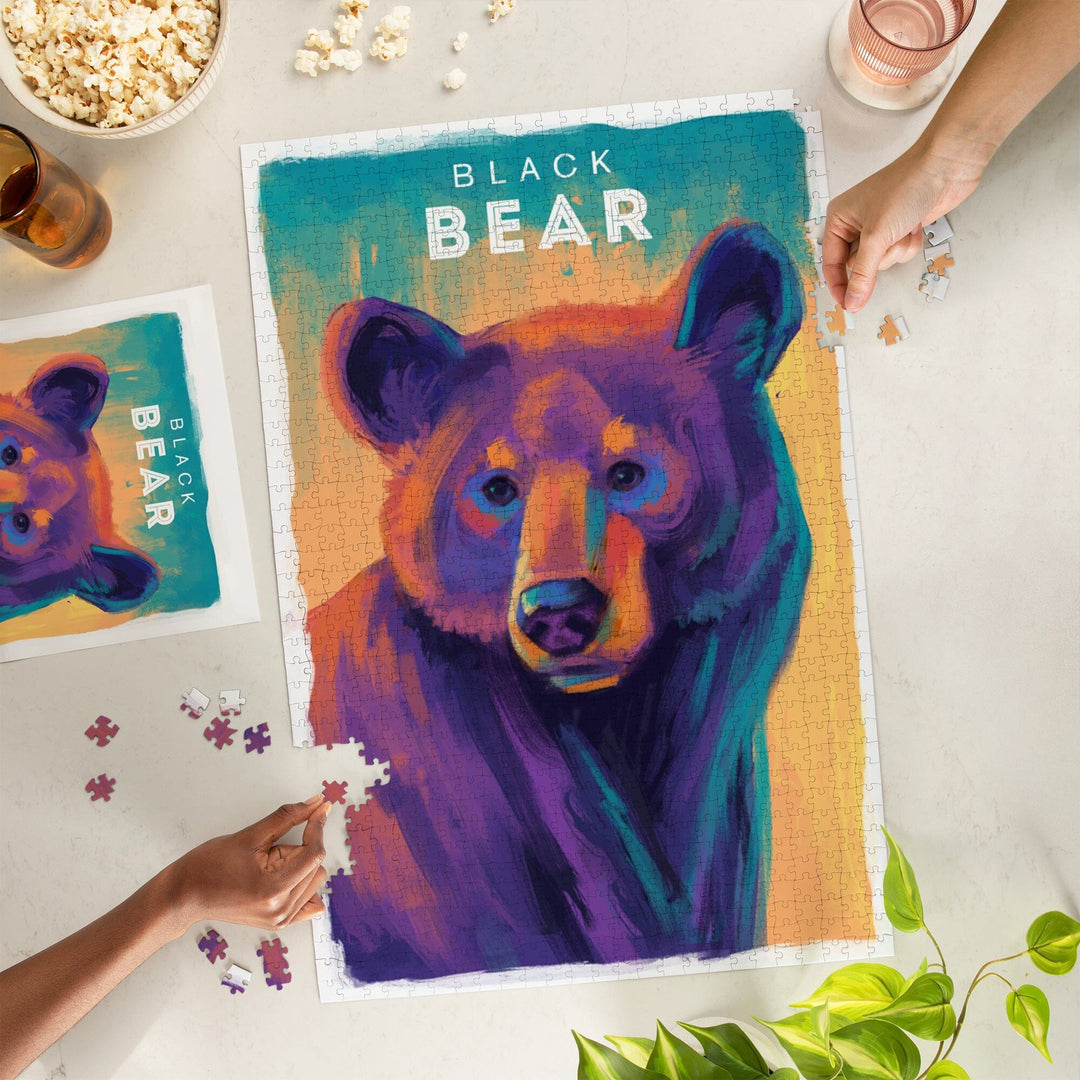 Black Bear, Vivid Series, Jigsaw Puzzle Puzzle Lantern Press 