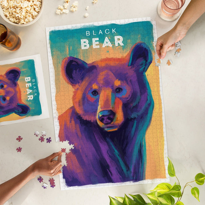 Black Bear, Vivid Series, Jigsaw Puzzle Puzzle Lantern Press 