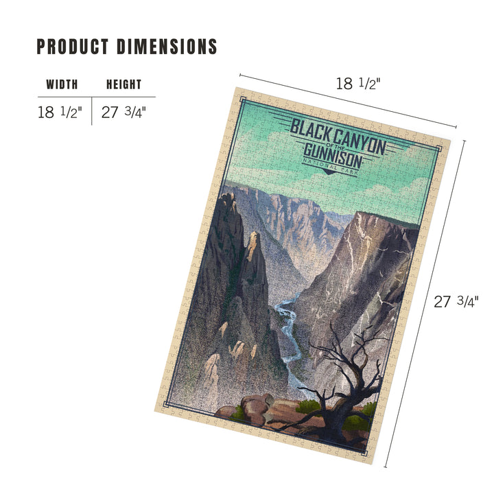 Black Canyon of the Gunnison National Park, Colorado, Lithograph National Park Series, Jigsaw Puzzle Puzzle Lantern Press 