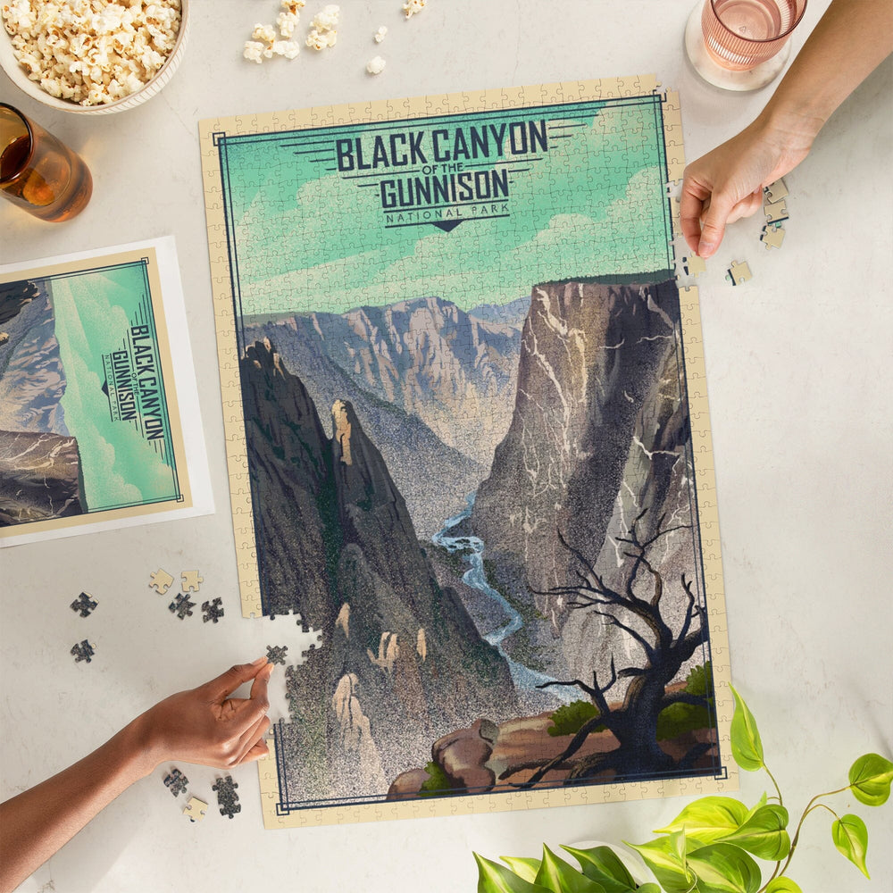 Black Canyon of the Gunnison National Park, Colorado, Lithograph National Park Series, Jigsaw Puzzle Puzzle Lantern Press 