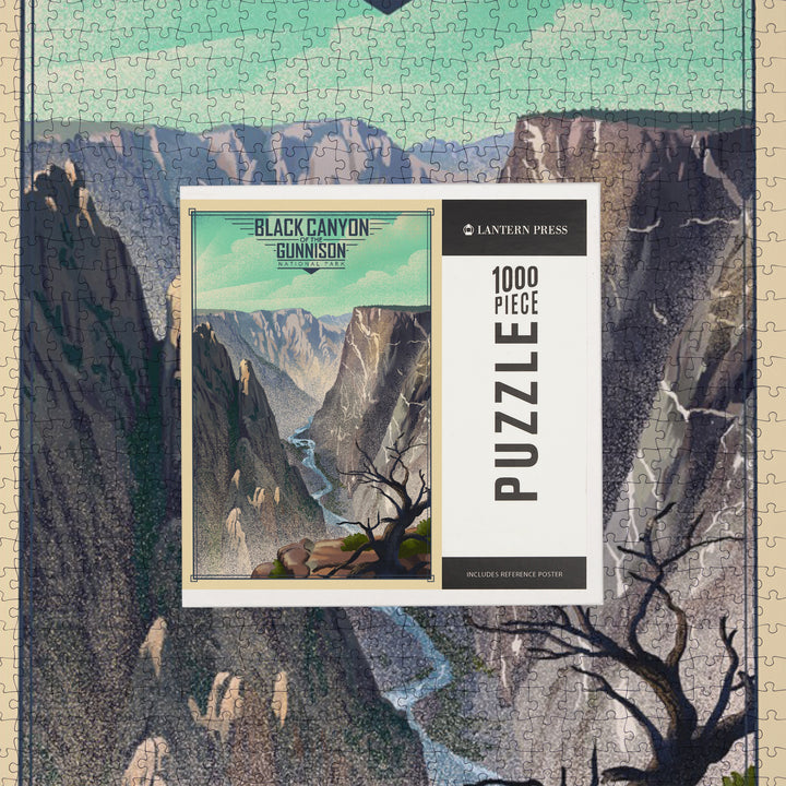 Black Canyon of the Gunnison National Park, Colorado, Lithograph National Park Series, Jigsaw Puzzle Puzzle Lantern Press 