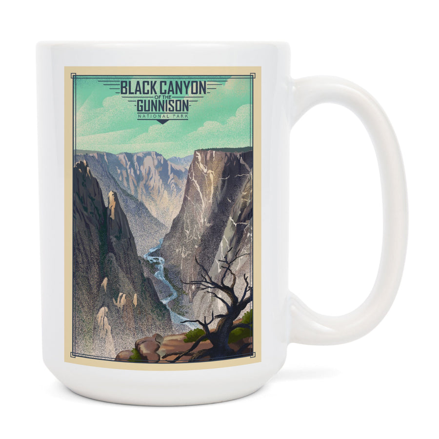 Black Canyon of the Gunnison National Park, Colorado, Lithograph National Park Series, Lantern Press Artwork, Ceramic Mug Mugs Lantern Press 
