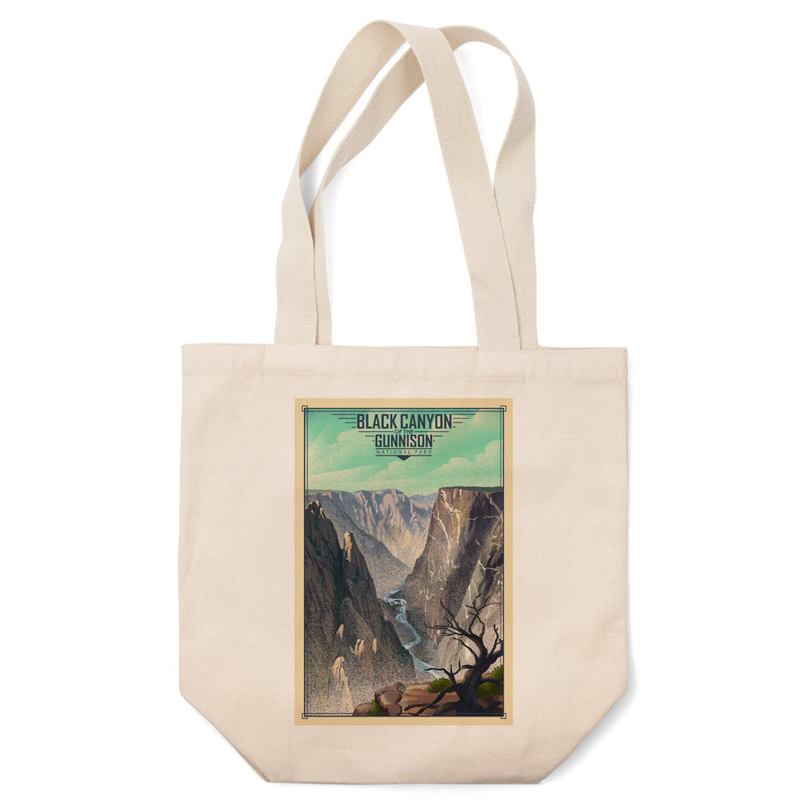Black Canyon of the Gunnison National Park, Colorado, Lithograph National Park Series, Lantern Press Artwork, Tote Bag Totes Lantern Press 