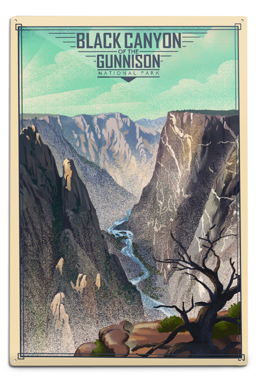 Black Canyon of the Gunnison National Park, Colorado, Lithograph National Park Series, Metal Signs Metal Lantern Press 12x18 Metal Sign 