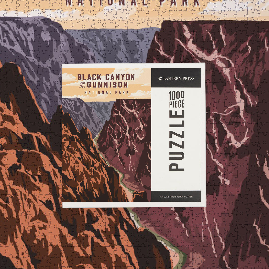 Black Canyon of the Gunnison National Park, Colorado, Painterly National Park Series, Jigsaw Puzzle Puzzle Lantern Press 
