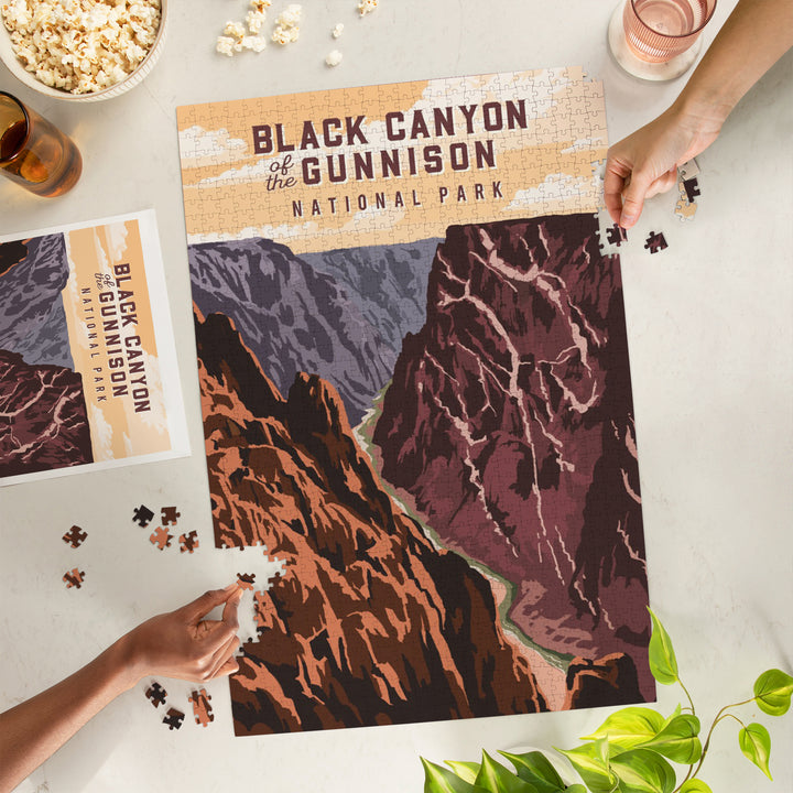 Black Canyon of the Gunnison National Park, Colorado, Painterly National Park Series, Jigsaw Puzzle Puzzle Lantern Press 