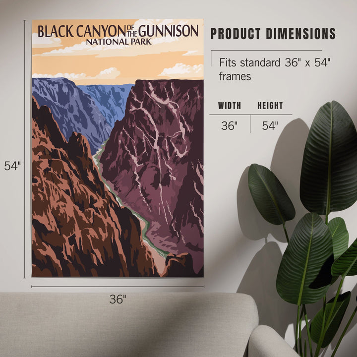 Black Canyon of the Gunnison National Park, Colorado, River and Cliffs, Painterly Series, Art & Giclee Prints Art Lantern Press 