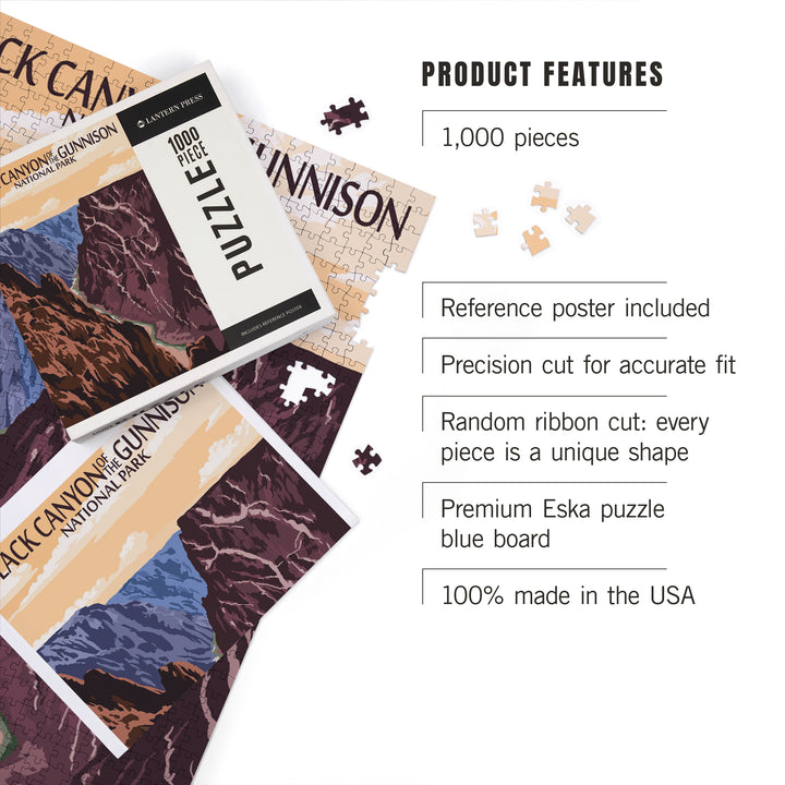 Black Canyon of the Gunnison National Park, Colorado, River and Cliffs, Painterly Series, Jigsaw Puzzle Puzzle Lantern Press 