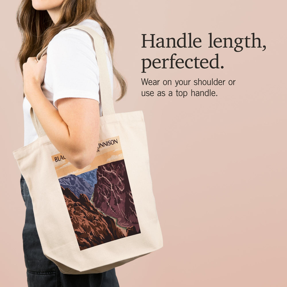 Black Canyon of the Gunnison National Park, Colorado, River and Cliffs, Painterly Series, Tote Bag Totes Lantern Press 