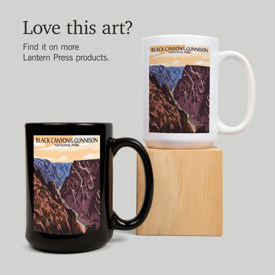 Black Canyon of the Gunnison National Park, Colorado, River & Cliffs, Painterly Series, Lantern Press Artwork, Ceramic Mug Mugs Lantern Press 