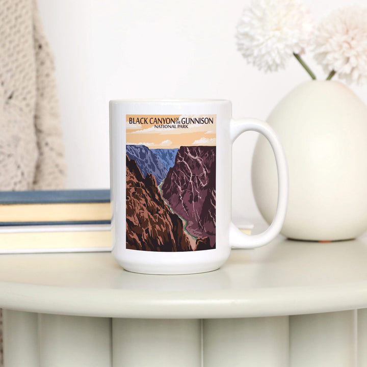 Black Canyon of the Gunnison National Park, Colorado, River & Cliffs, Painterly Series, Lantern Press Artwork, Ceramic Mug Mugs Lantern Press 