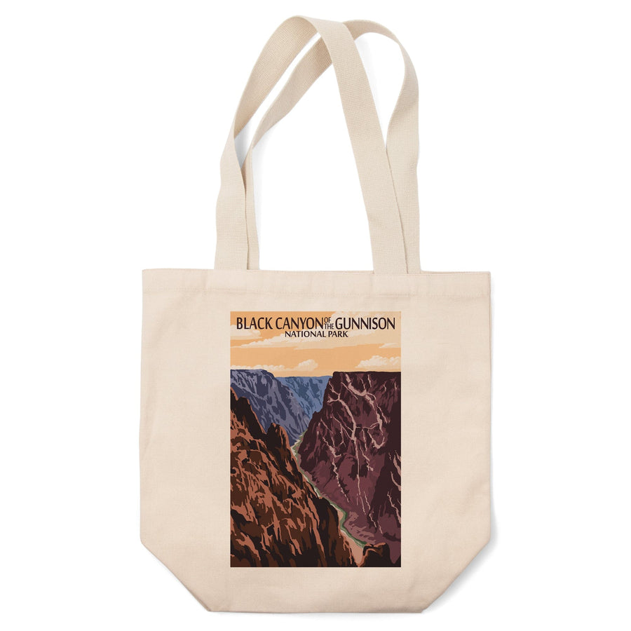 Black Canyon of the Gunnison National Park, Colorado, River & Cliffs, Painterly Series, Lantern Press Artwork, Tote Bag Totes Lantern Press 