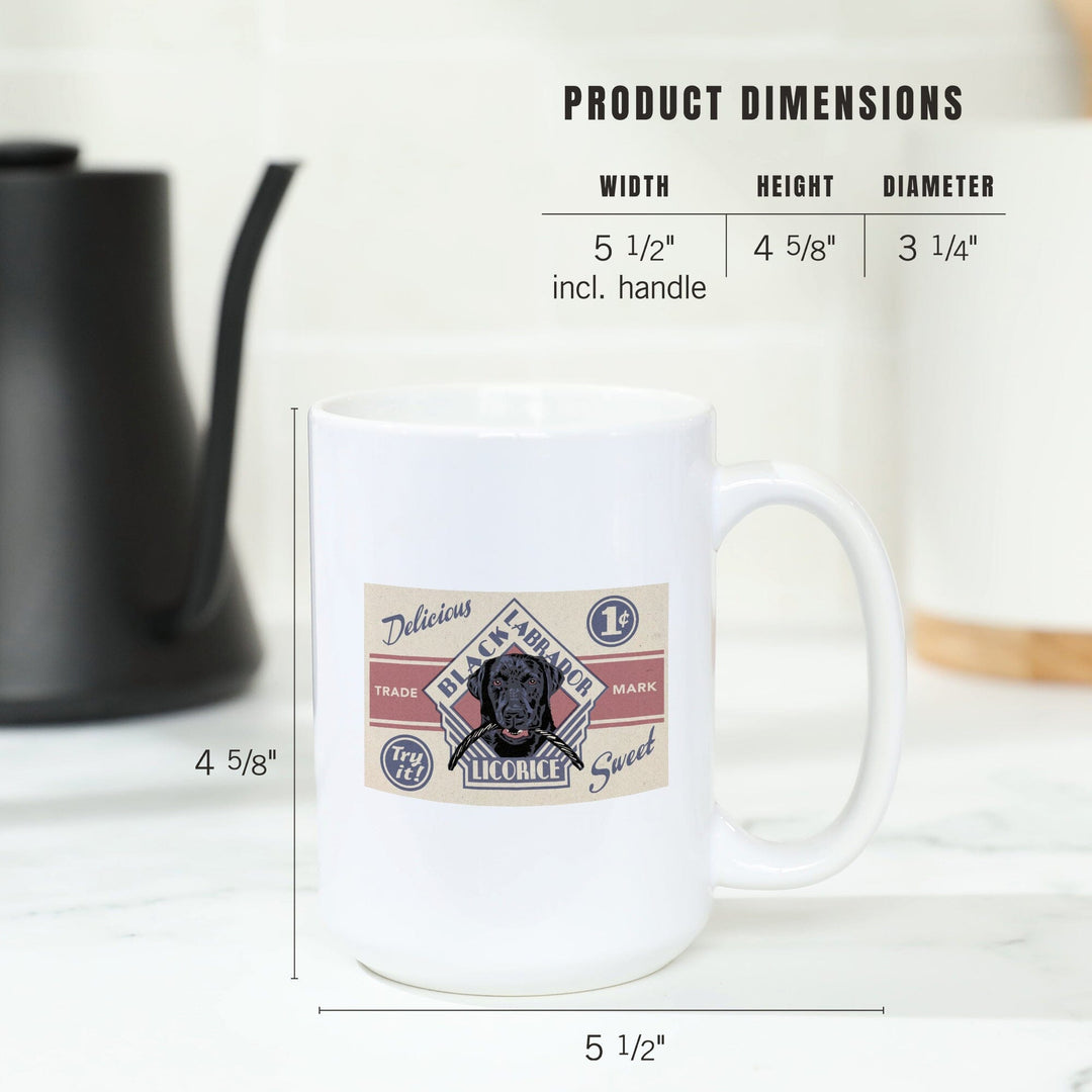 Black Labrador, Retro Black Licorice Ad, Lantern Press Artwork, Ceramic Mug Mugs Lantern Press 