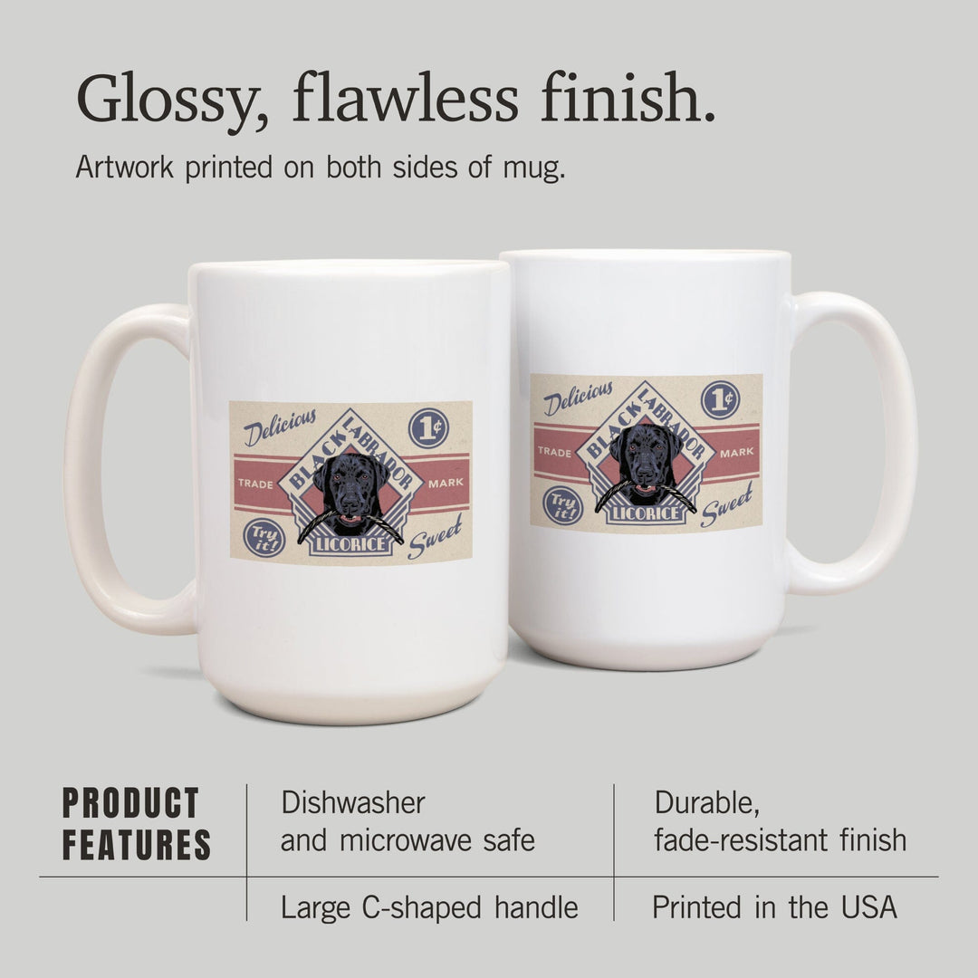 Black Labrador, Retro Black Licorice Ad, Lantern Press Artwork, Ceramic Mug Mugs Lantern Press 