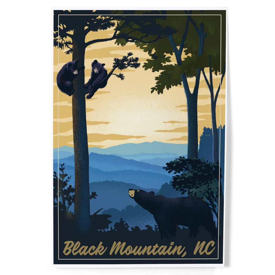 Black Mountain, North Carolina, Black Bears, Lithograph, Art & Giclee Prints Art Lantern Press 