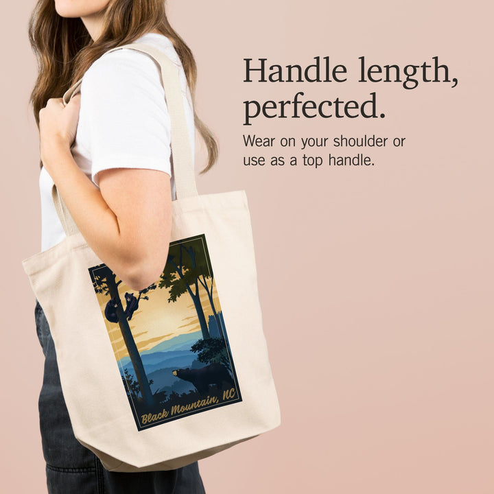 Black Mountain, North Carolina, Black Bears, Lithograph, Tote Bag Totes Lantern Press 