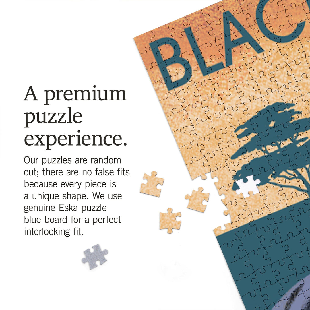 Black Rhino, Lithograph Series, Jigsaw Puzzle Puzzle Lantern Press 