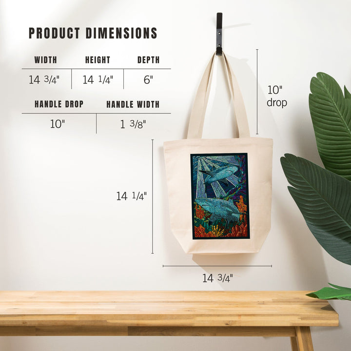 Black Tip Reef Shark, Paper Mosaic, Tote Bag Totes Lantern Press 