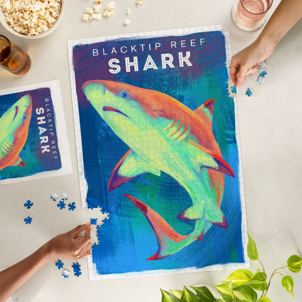 Blacktip Reef Shark, Vivid Series, Jigsaw Puzzle Puzzle Lantern Press 