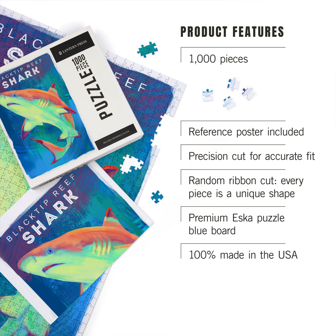 Blacktip Reef Shark, Vivid Series, Jigsaw Puzzle Puzzle Lantern Press 