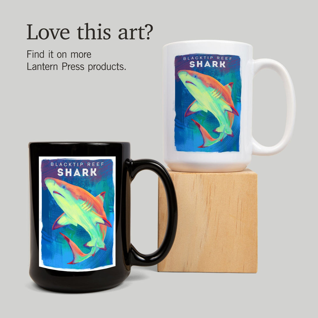 Blacktip Reef Shark, Vivid Series, Lantern Press Artwork, Ceramic Mug Mugs Lantern Press 
