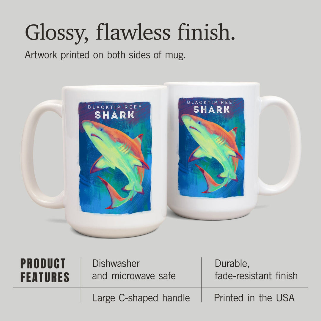 Blacktip Reef Shark, Vivid Series, Lantern Press Artwork, Ceramic Mug Mugs Lantern Press 