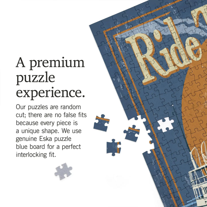 Block Island, Rhode Island, Ferry Ride Vintage Sign, Jigsaw Puzzle Puzzle Lantern Press 