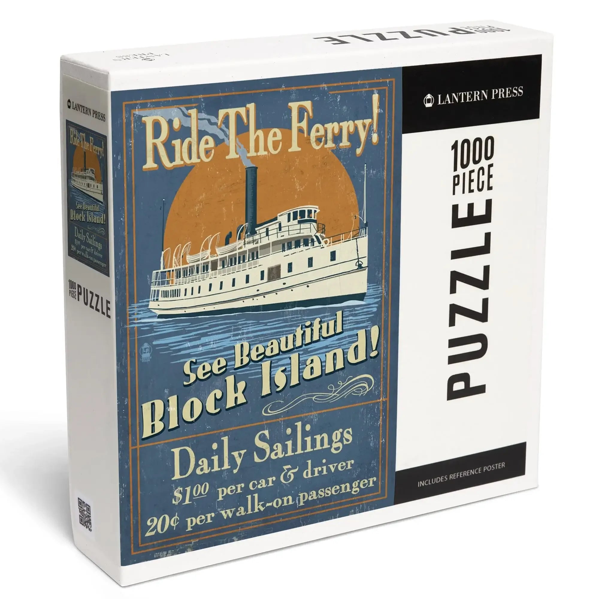 Block Island, Rhode Island, Ferry Ride Vintage Sign, 1000 piece