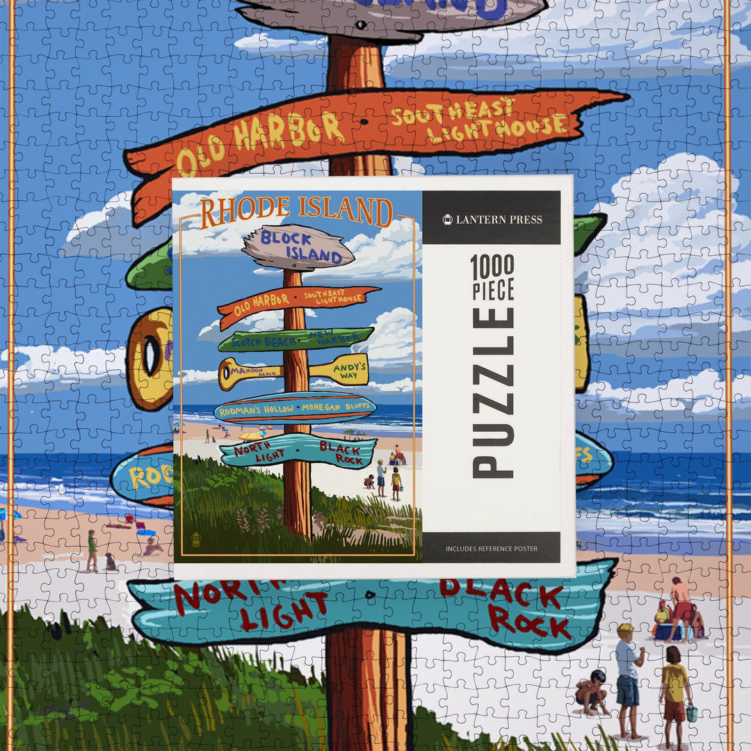 Block Island, Rhode Island, Sign Destinations, Jigsaw Puzzle Puzzle Lantern Press 