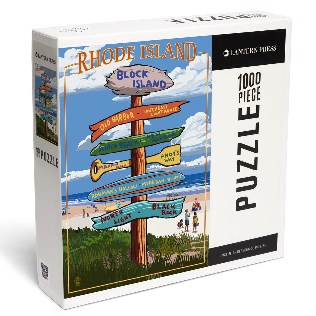 Block Island, Rhode Island, Sign Destinations, Jigsaw Puzzle Puzzle Lantern Press 