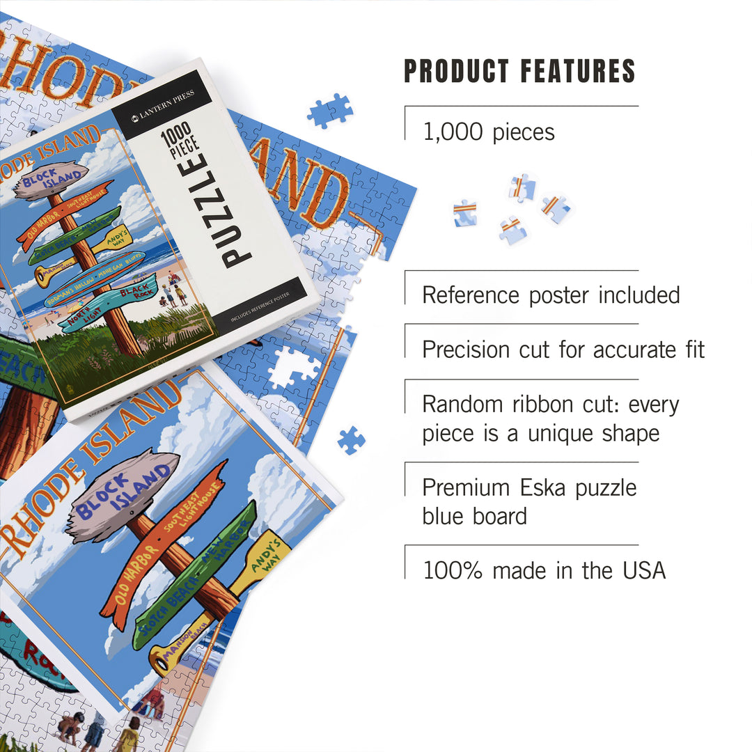 Block Island, Rhode Island, Sign Destinations, Jigsaw Puzzle Puzzle Lantern Press 