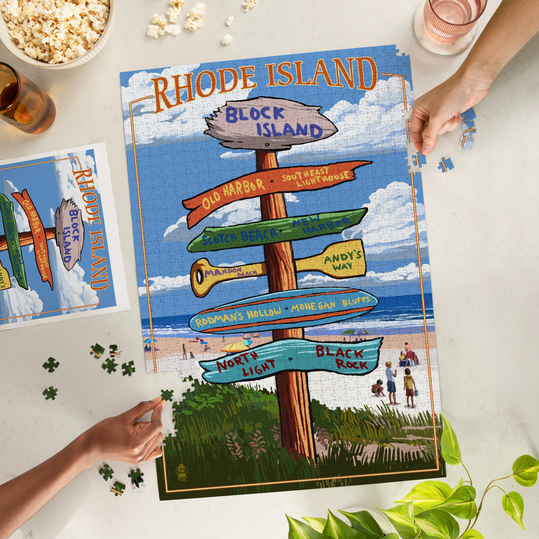 Block Island, Rhode Island, Sign Destinations, Jigsaw Puzzle Puzzle Lantern Press 