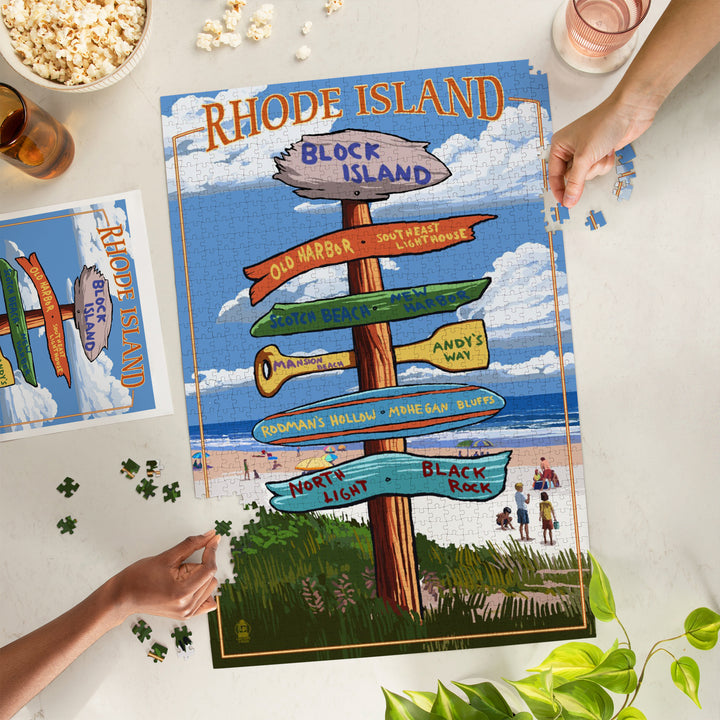 Block Island, Rhode Island, Sign Destinations, Jigsaw Puzzle Puzzle Lantern Press 