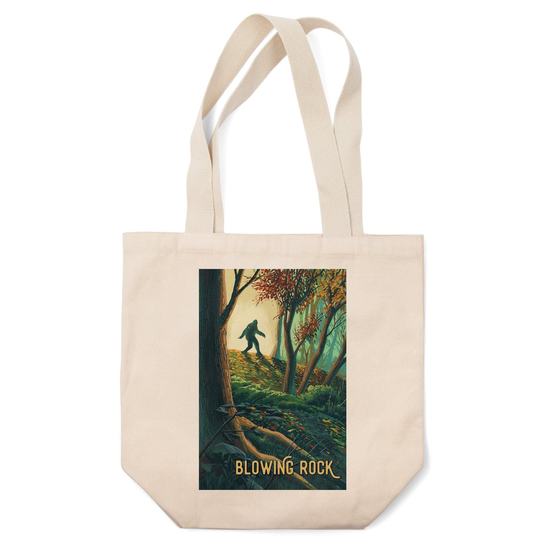 Blowing Rock, North Carolina, Get Outside Series, Wanderer, Bigfoot in Forest, Tote Bag Totes Lantern Press 