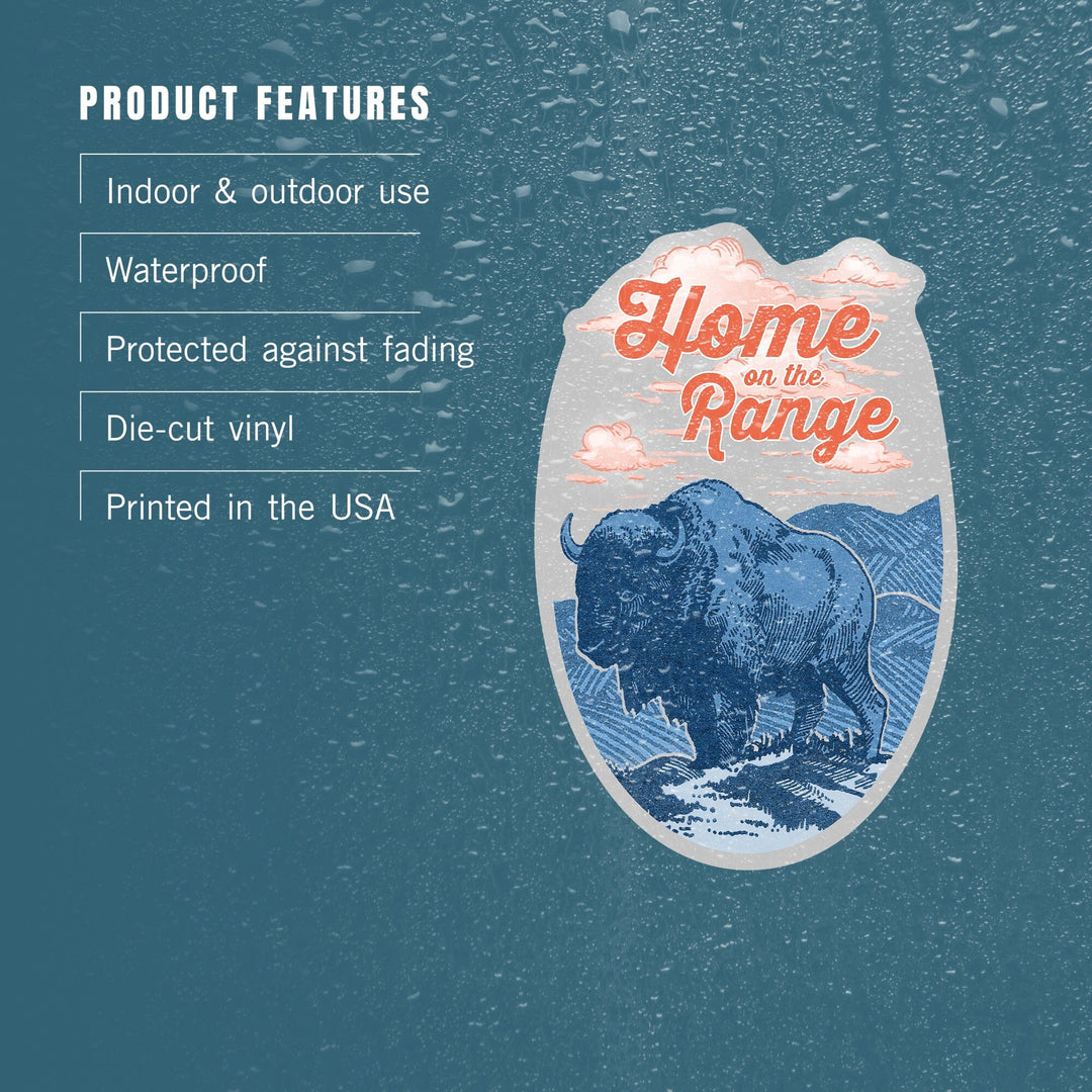Blue Buffalo, Home on the Range, Contour, Vinyl Sticker Sticker Lantern Press 