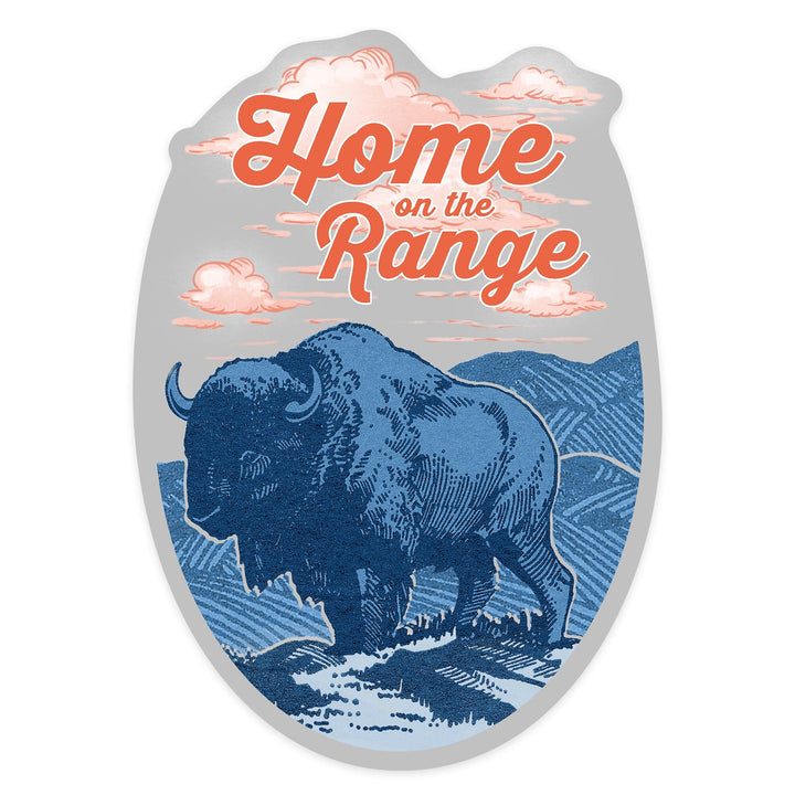 Blue Buffalo, Home on the Range, Contour, Vinyl Sticker Sticker Lantern Press 