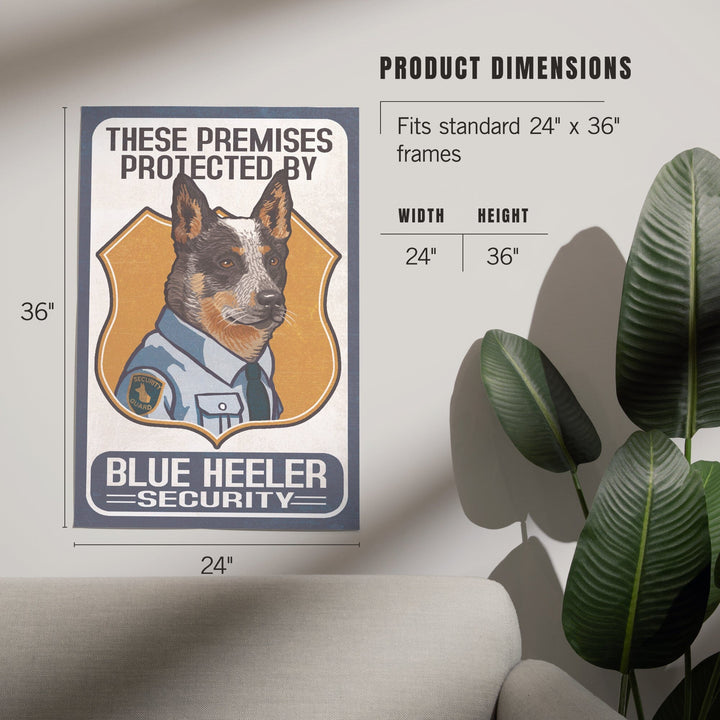 Blue Heeler Security, Dog Sign, Art & Giclee Prints Art Lantern Press 