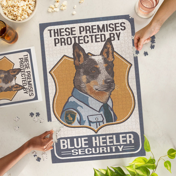 Blue Heeler Security, Dog Sign, Jigsaw Puzzle Puzzle Lantern Press 