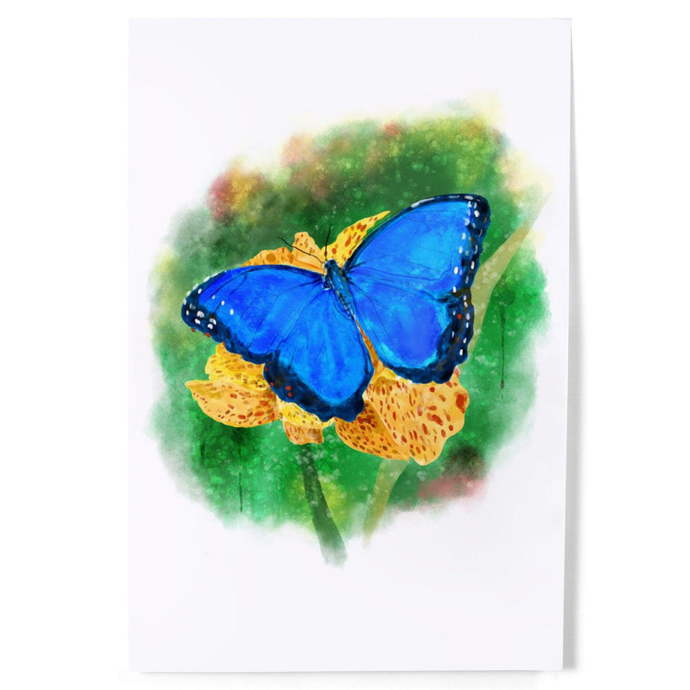 Blue Morpho Butterfly, Watercolor, Art & Giclee Prints Art Lantern Press 8 x 12 Art Print 
