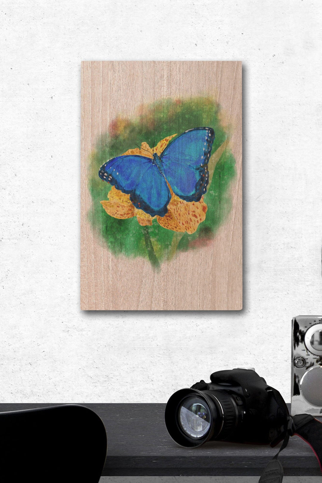 Blue Morpho Butterfly, Watercolor, Lantern Press Artwork, Lantern Press Artwork, Wood Signs and Postcards Wood Lantern Press 12 x 18 Wood Gallery Print 