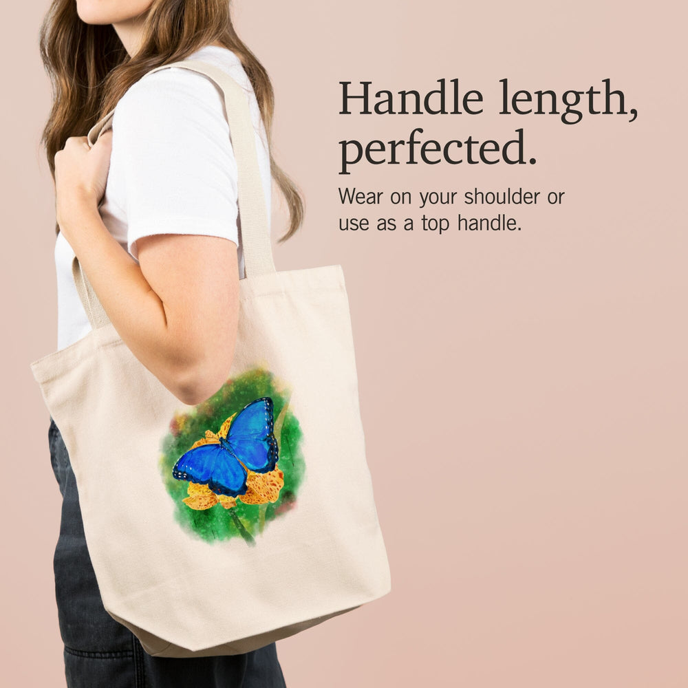Blue Morpho Butterfly, Watercolor, Tote Bag Totes Lantern Press 