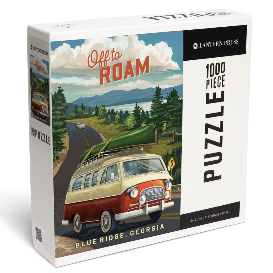 Blue Ridge, Georgia, Camper Van and Lake, Off to Roam, Jigsaw Puzzle Puzzle Lantern Press 
